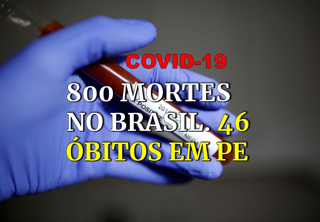 CORONAVÍRUS: 800 MORTES NO BRASIL. 46 SÃO EM PERNAMBUCO