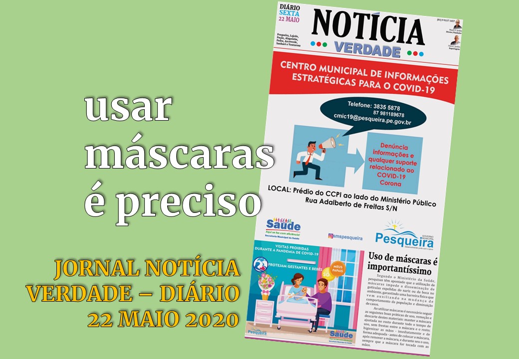 Uso das máscaras é importantíssimo