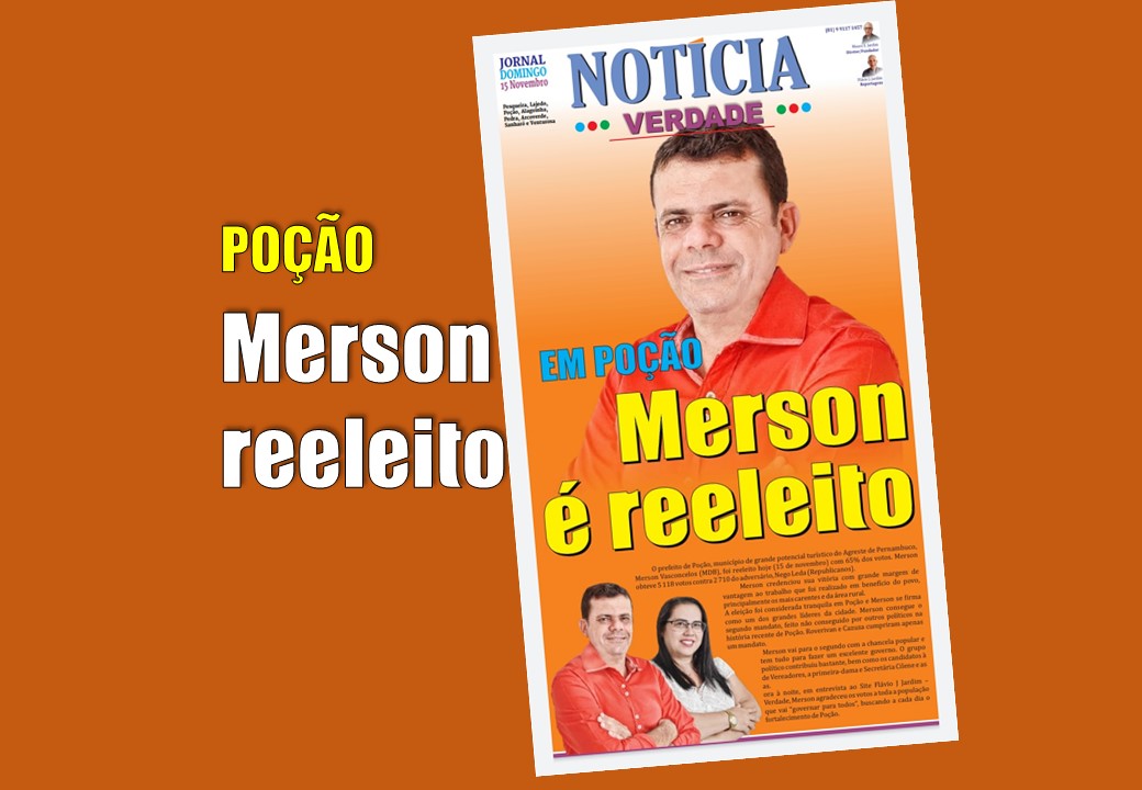 Merson Vasconcelos obteve  5 118 votos e está eleito para o segundo mandato em Poção
