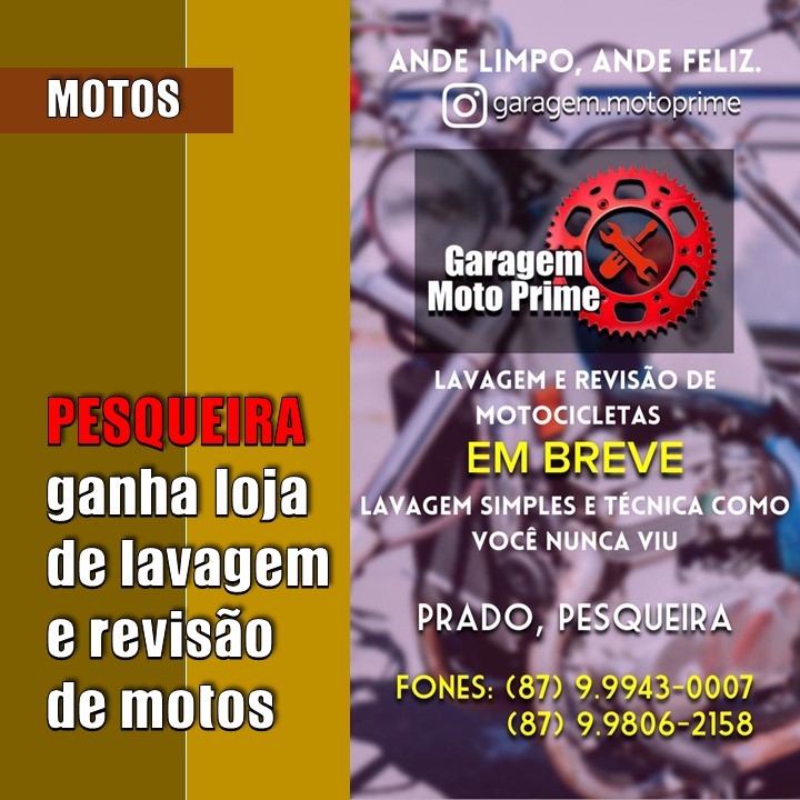 MOTO | Garagem Moto Prime. Pesqueira ganha oficina de manutenção e lavagem de moto