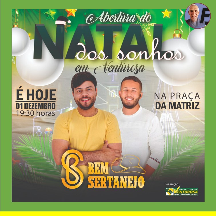 VENTUROSA | Hoje (1º) abertura do Natal com a Banda “Bem Sertanejo” e sábado (4) Dia D da Campanha Antirrábica