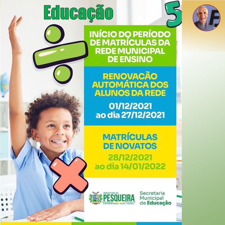 EDUCAÇÃO | Secretaria de Educação dá início ao período de matrículas para 2022 na rede municipal