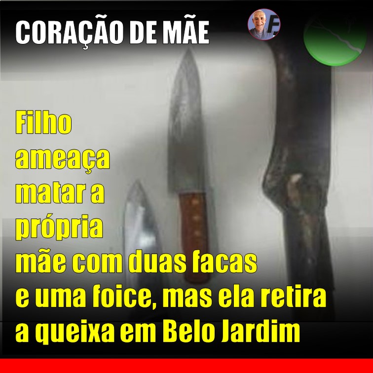 A PRÓPRIA MÃE | Com uma foice e duas facas queria matar a própria mãe em Belo Jardim. “Amorosa”, a dona de casa não presta queixa
