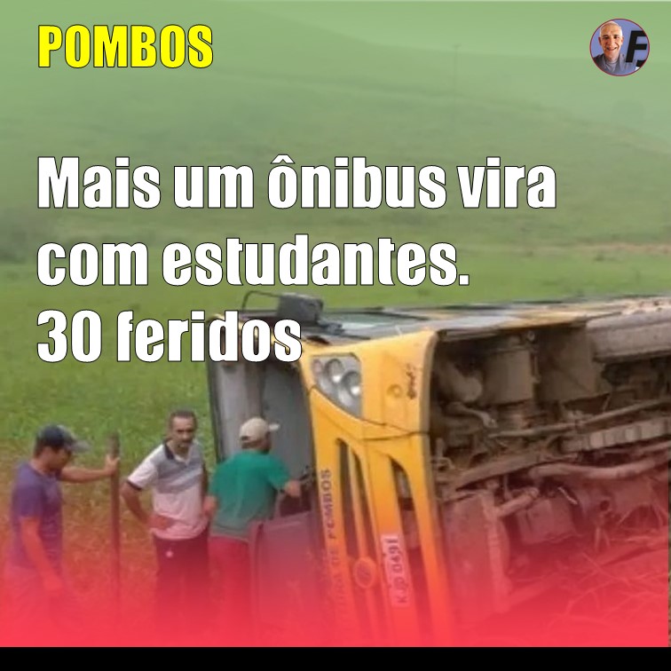 30 FERIDOS | Ônibus escolar vira em Pombos. Vários feridos num acidente na PE-58, em Pombos.