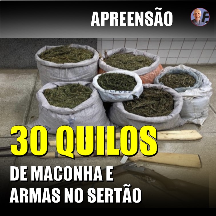MACONHA E ARMAS | 30 QUILOS DE MACONHA, 2 ESPINGARDAS, UMA 12 E UM REVÓLVER 38