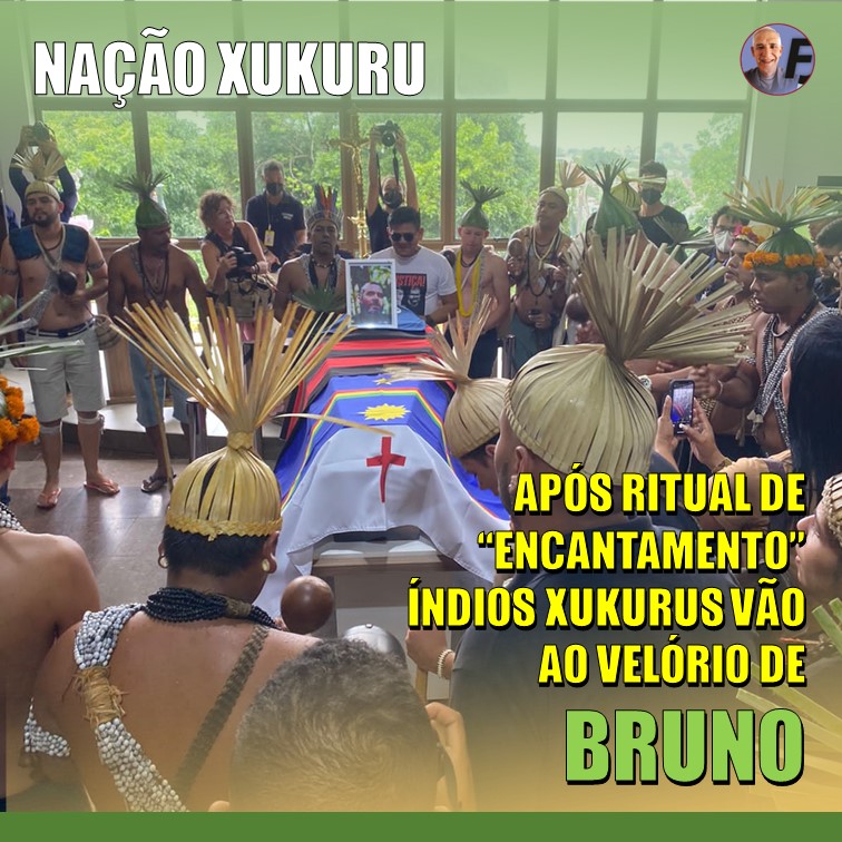 NAÇÃO XUKURU | Após ritual da “Busca da Lenha” e de “Encantamento”, Cacique Marcos e Povo Xukuru estiveram no funeral de Bruno Pereira