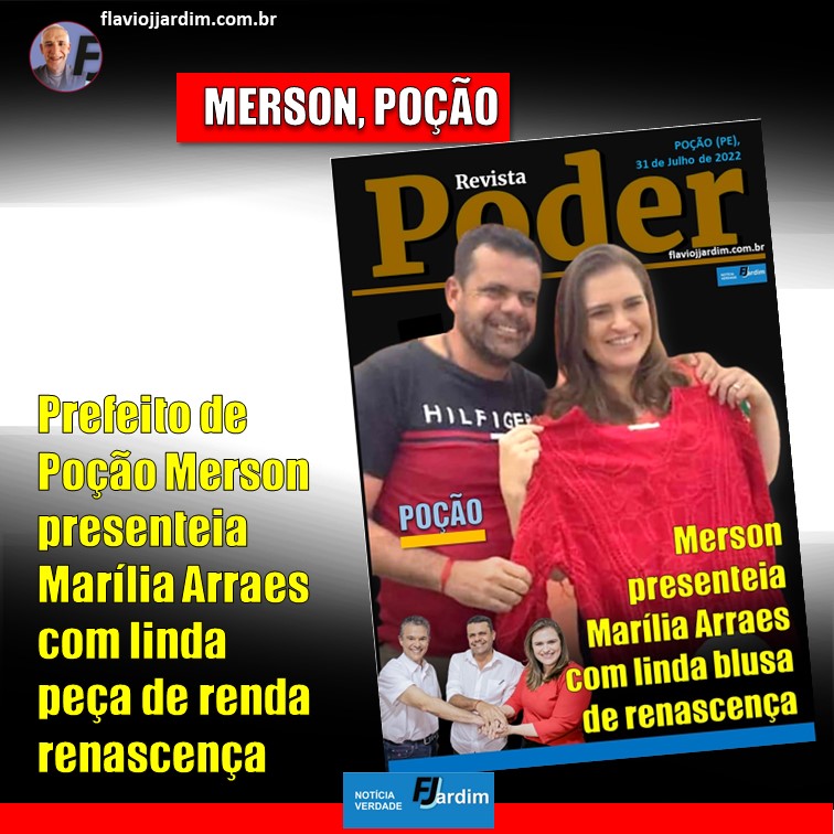 POÇÃO | Prefeito Merson presenteia Marília Arraes com linda peça de renda renascença