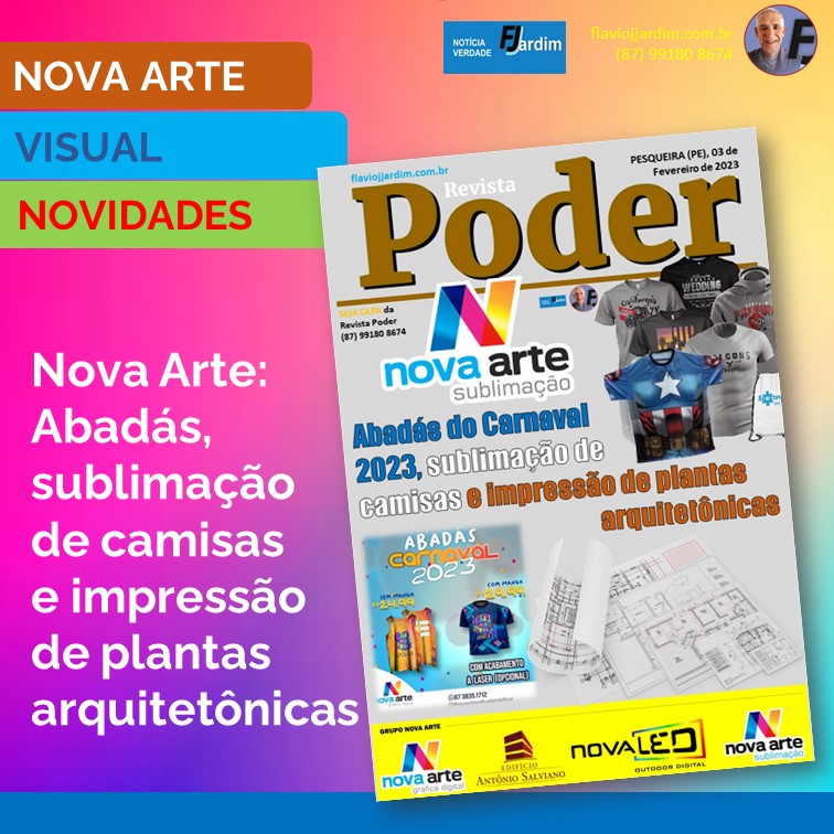 NOVA ARTE | Impressão de plantas arquitetônicas, abadás para o Carnaval e sublimação de camisas e bandeiras