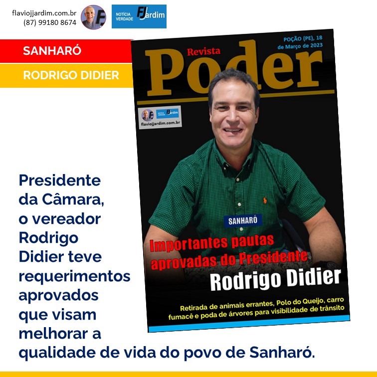 SANHARÓ | Retirada de animais errantes, Polo do Queijo, carro fumacê e poda de árvores para visibilidade de trânsito. Pautas aprovadas do Presidente da Câmara Rodrigo Didier