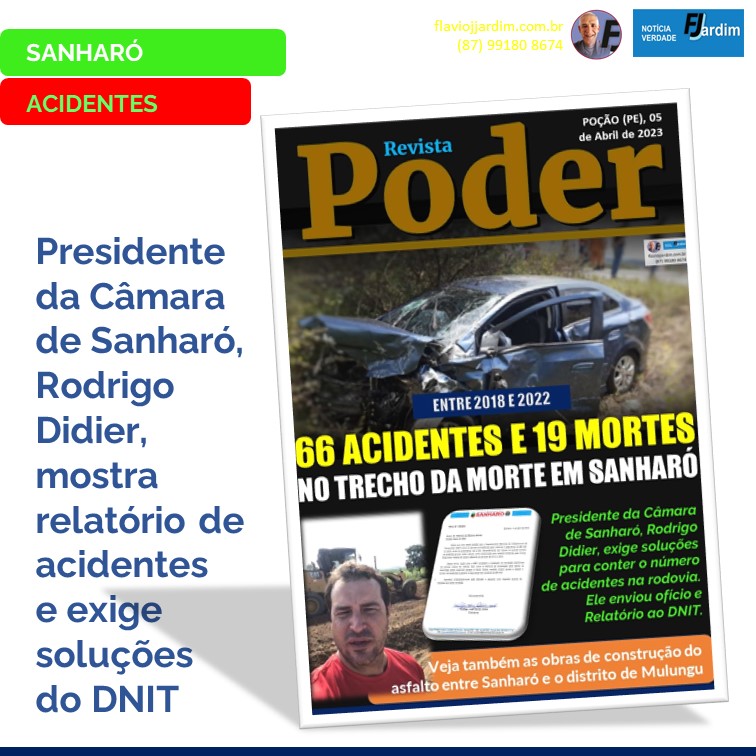 66 ACIDENTES E 19 MORTOS NA BR-232 | Presidente da Câmara de Sanharó, Rodrigo Didier, exige sinalização e lombadas eletrônicas. Veja relatório das mortes e dos acidentes