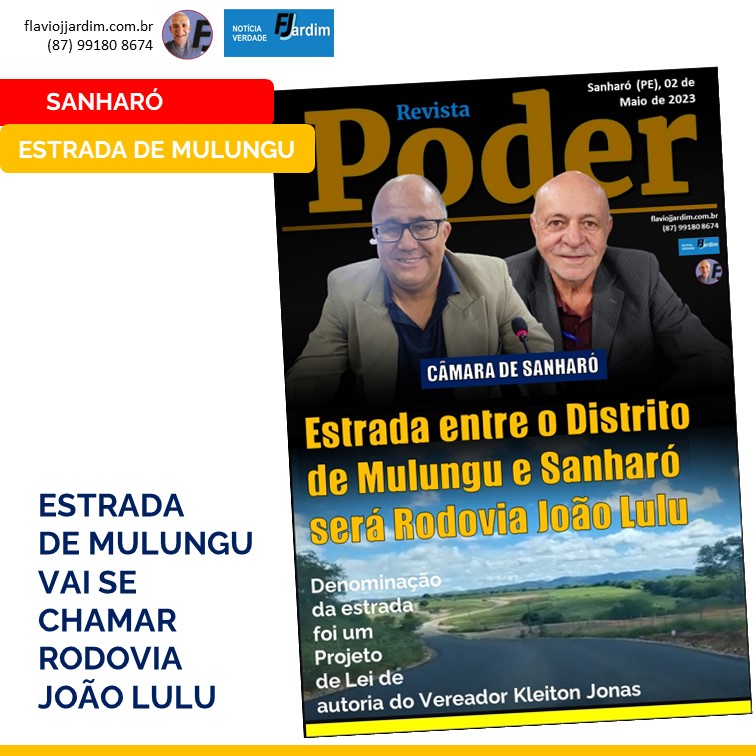 KLEITON JONAS | Estrada de Mulungu, em Sanharó, vai se chamar Rodovia João Lulu, em homenagem justa ao pai do decano vereador Adezuiton