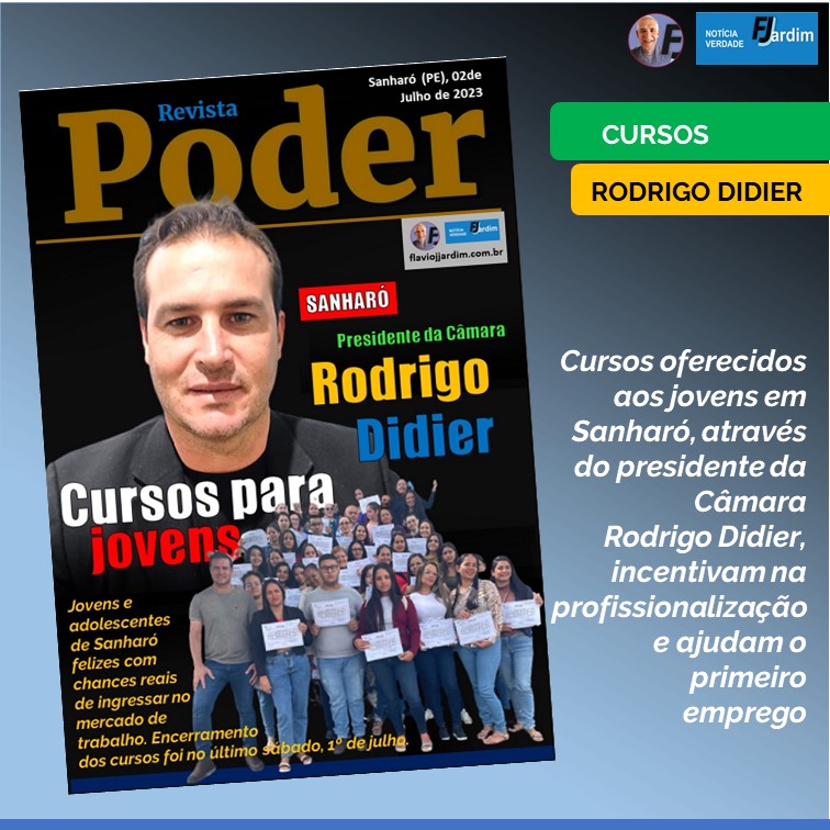 RODRIGO DIDIER | Cursos oferecidos aos jovens em Sanharó, através do presidente da Câmara Rodrigo Didier, incentivam na profissionalização e ajudam o primeiro emprego