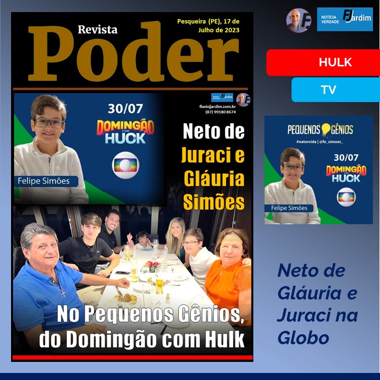 NA GLOBO | Neto de Juraci e Gláuria Simões participa do quadro Pequenos Gênios, no Domingão com Hulk