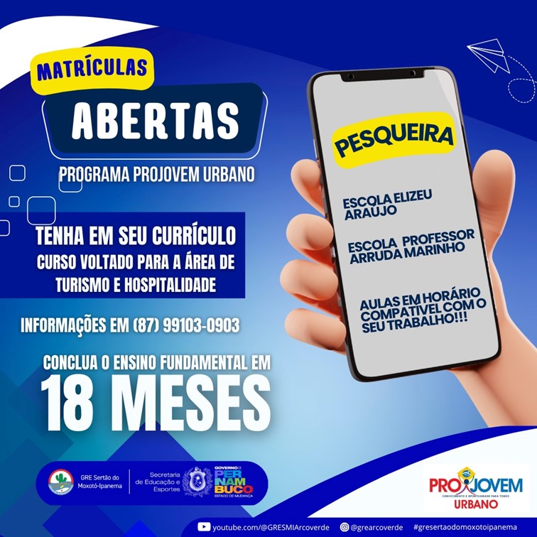 ARRUDA MARINHO E ELISEU ARAÚJO | Educação que Transforma: Projovem Urbano em duas escolas estaduais de Pesqueira