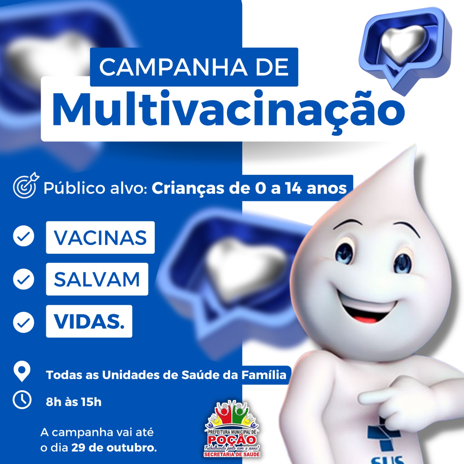 POÇÃO | Campanha Nacional de Multivacinação vai até 29 de outubro em Poção