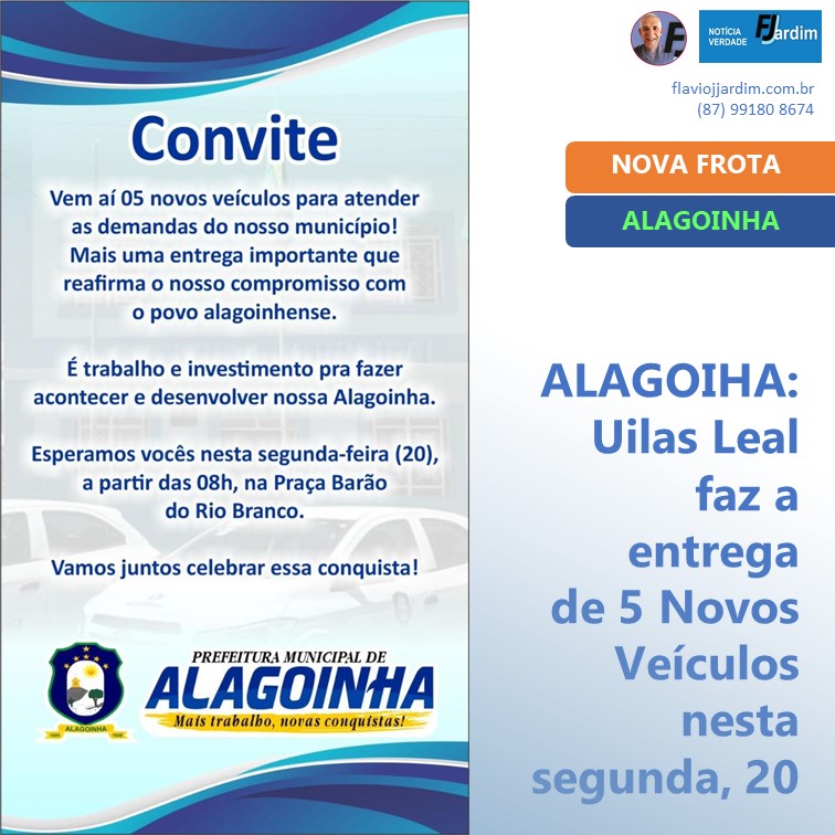 FROTA | Prefeito Uilas Leal Entrega Cinco Novos Veículos para Impulsionar Desenvolvimento em Alagoinha