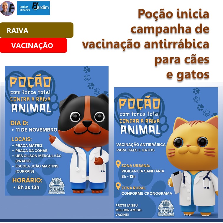 PETS | Poção inicia campanha de vacinação antirrábica para cães e gatos