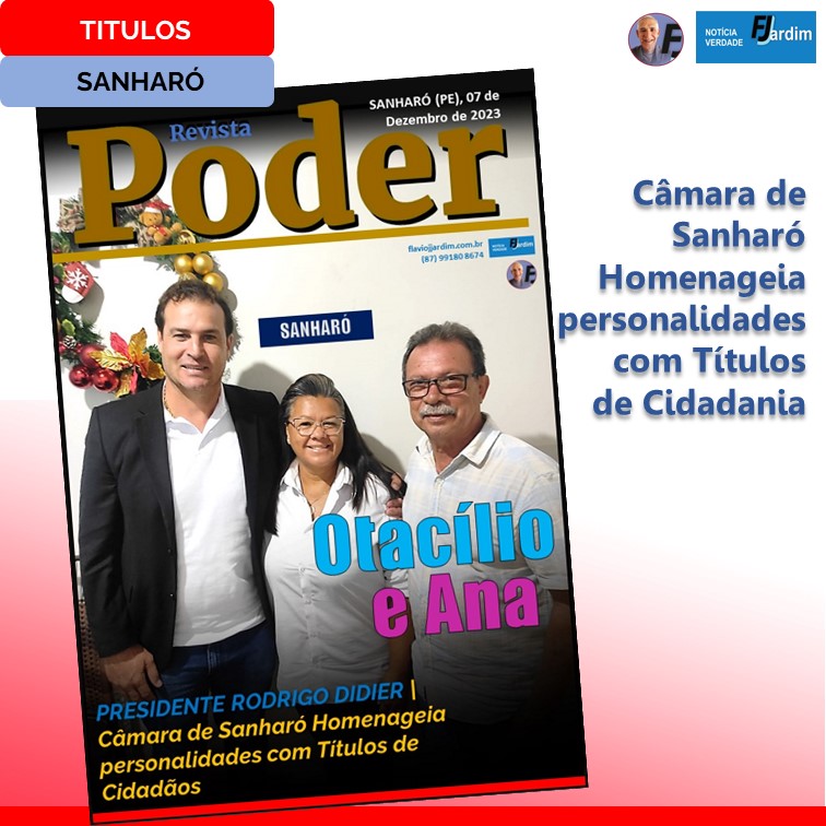 PRESIDENTE RODRIGO DIDIER | Câmara de Sanharó Homenageia personalidades com Títulos de Cidadania