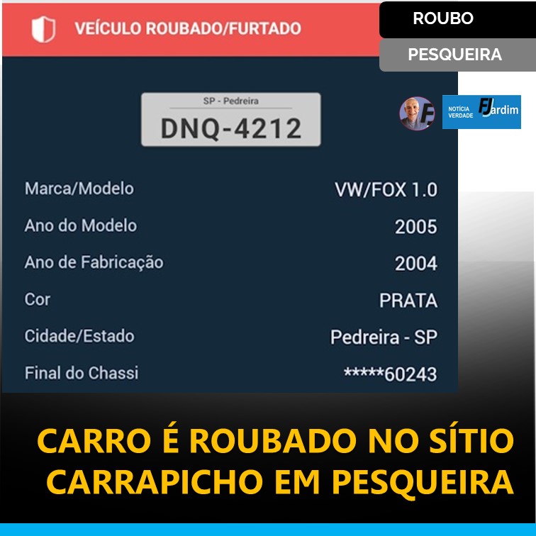 CARRO É ROUBADO NO SÍTIO CARRAPICHO EM PESQUEIRA/PE