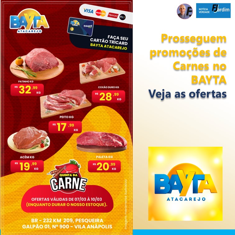 CARNES | Bayta Atacarejo celebra o sabor com descontos irresistíveis em cortes de carne de qualidade!