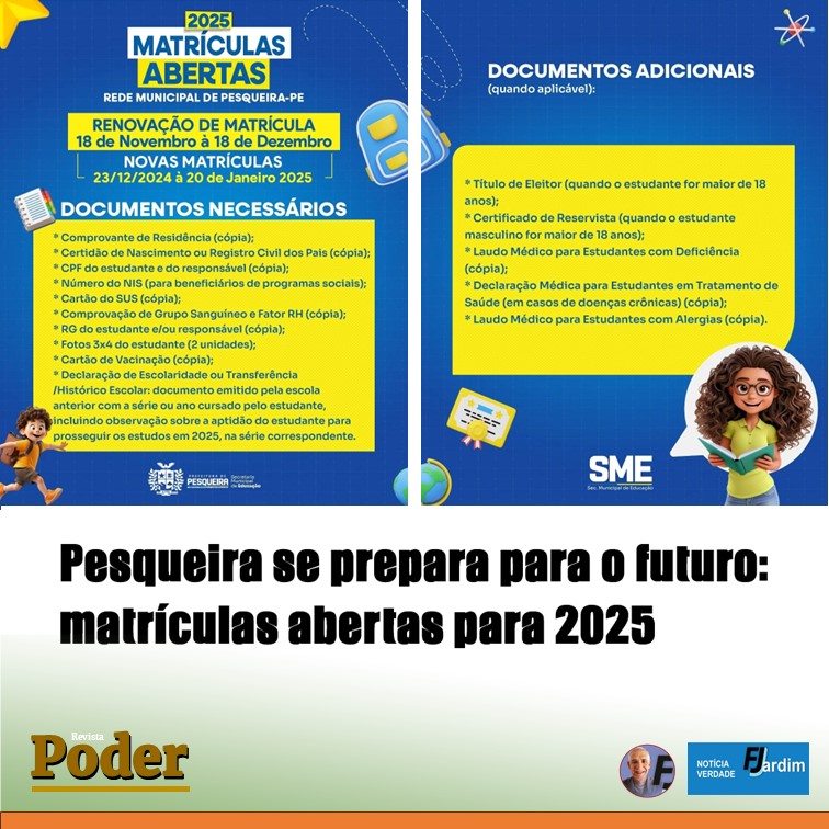 Pesqueira se prepara para o futuro: matrículas abertas para 2025
