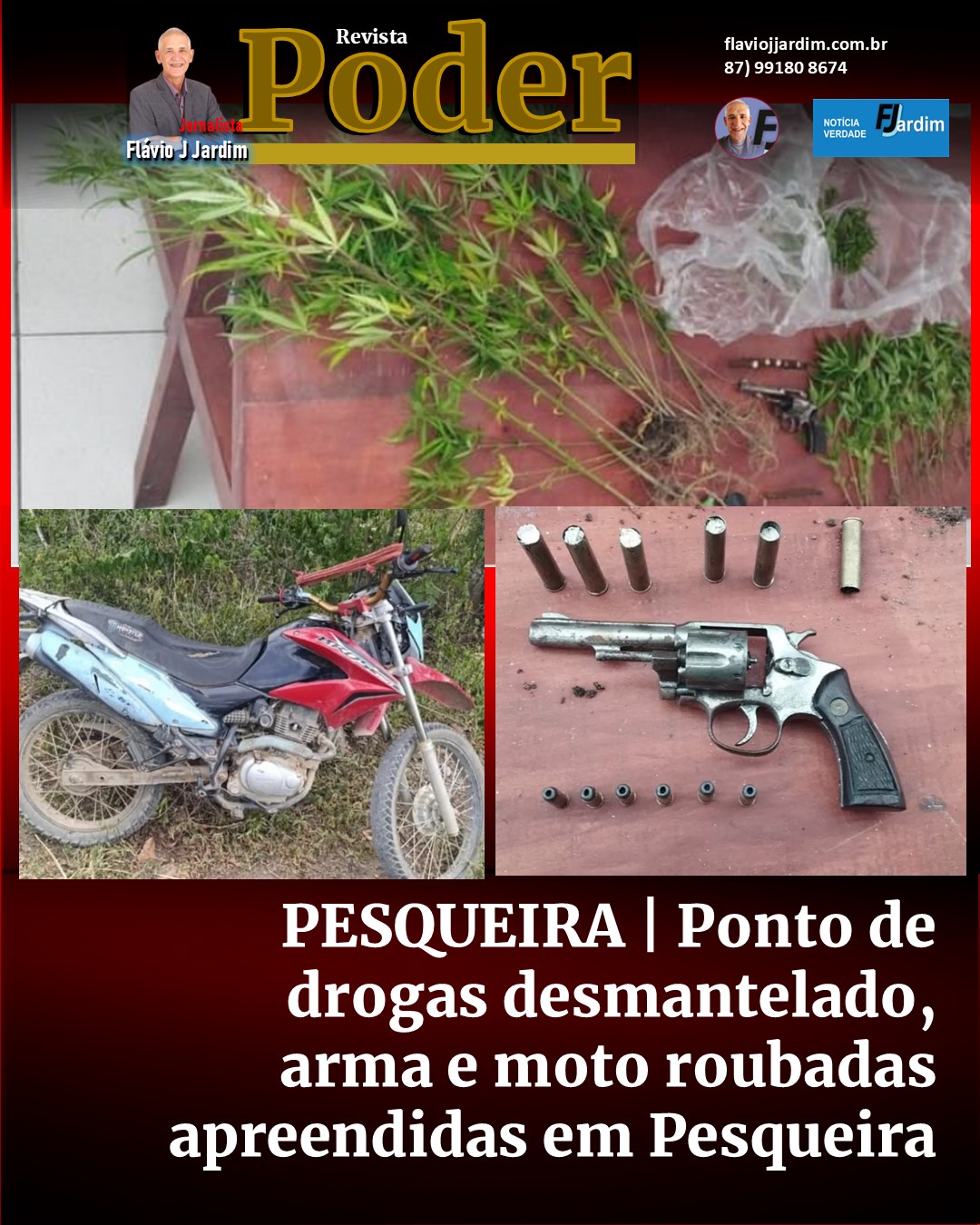 PESQUEIRA | Ponto de drogas desmantelado, arma e moto roubadas apreendidas em Pesqueira