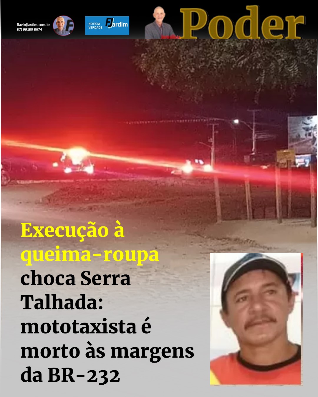 Execução à queima-roupa choca Serra Talhada: mototaxista é morto às margens da BR-232