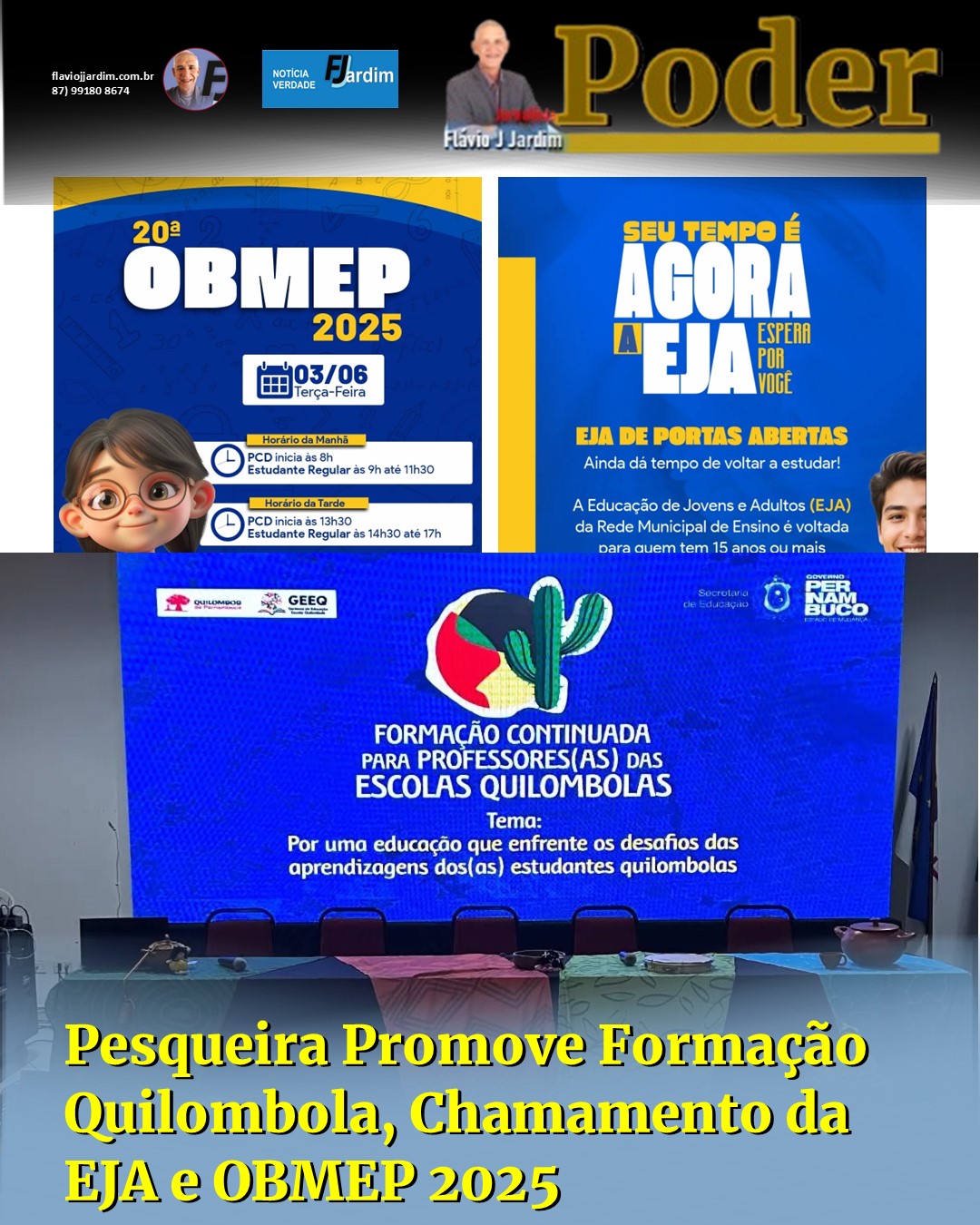 Educação de Pesqueira Promove Formação Quilombola, Chamamento da EJA e OBMEP 2025