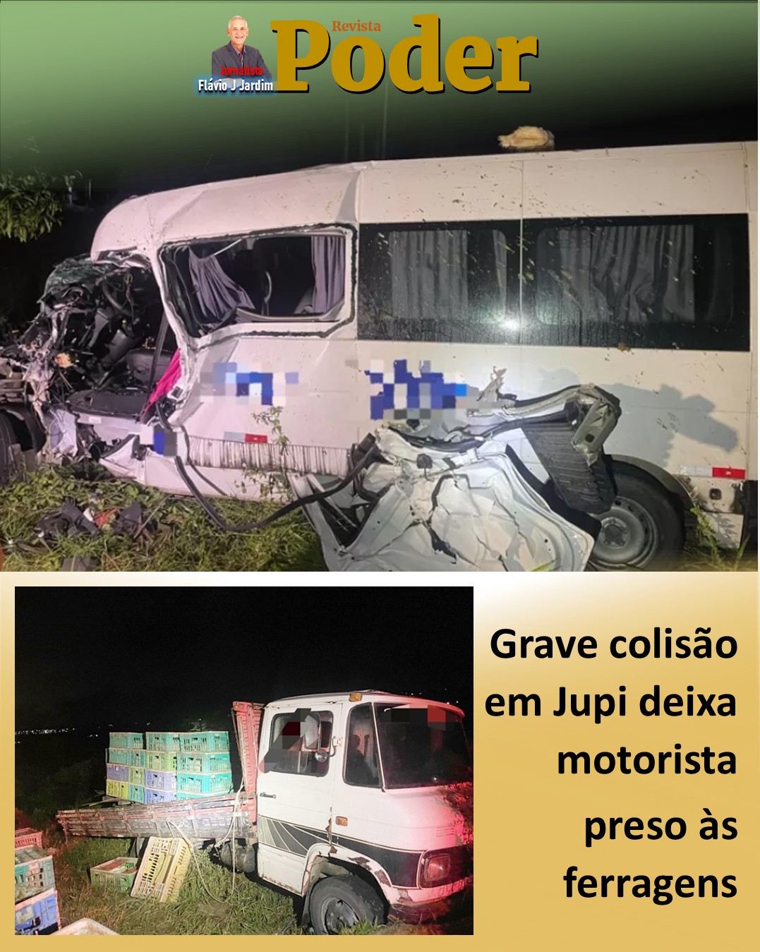 Grave colisão em Jupi deixa motorista preso às ferragens