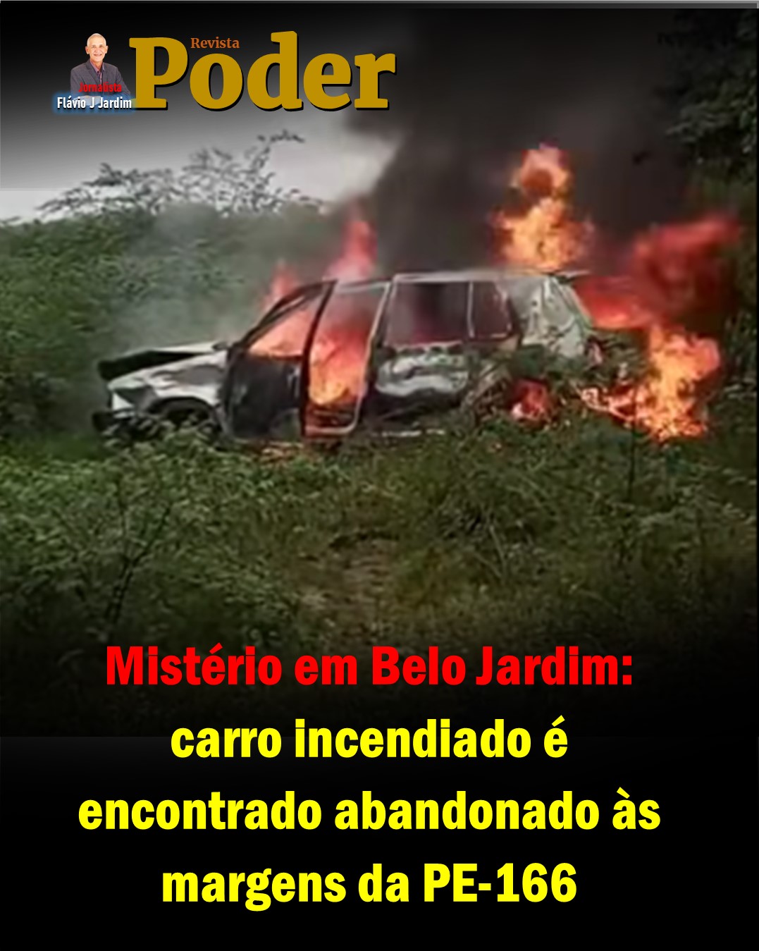 Mistério em Belo Jardim: carro incendiado é encontrado abandonado às margens da PE-166