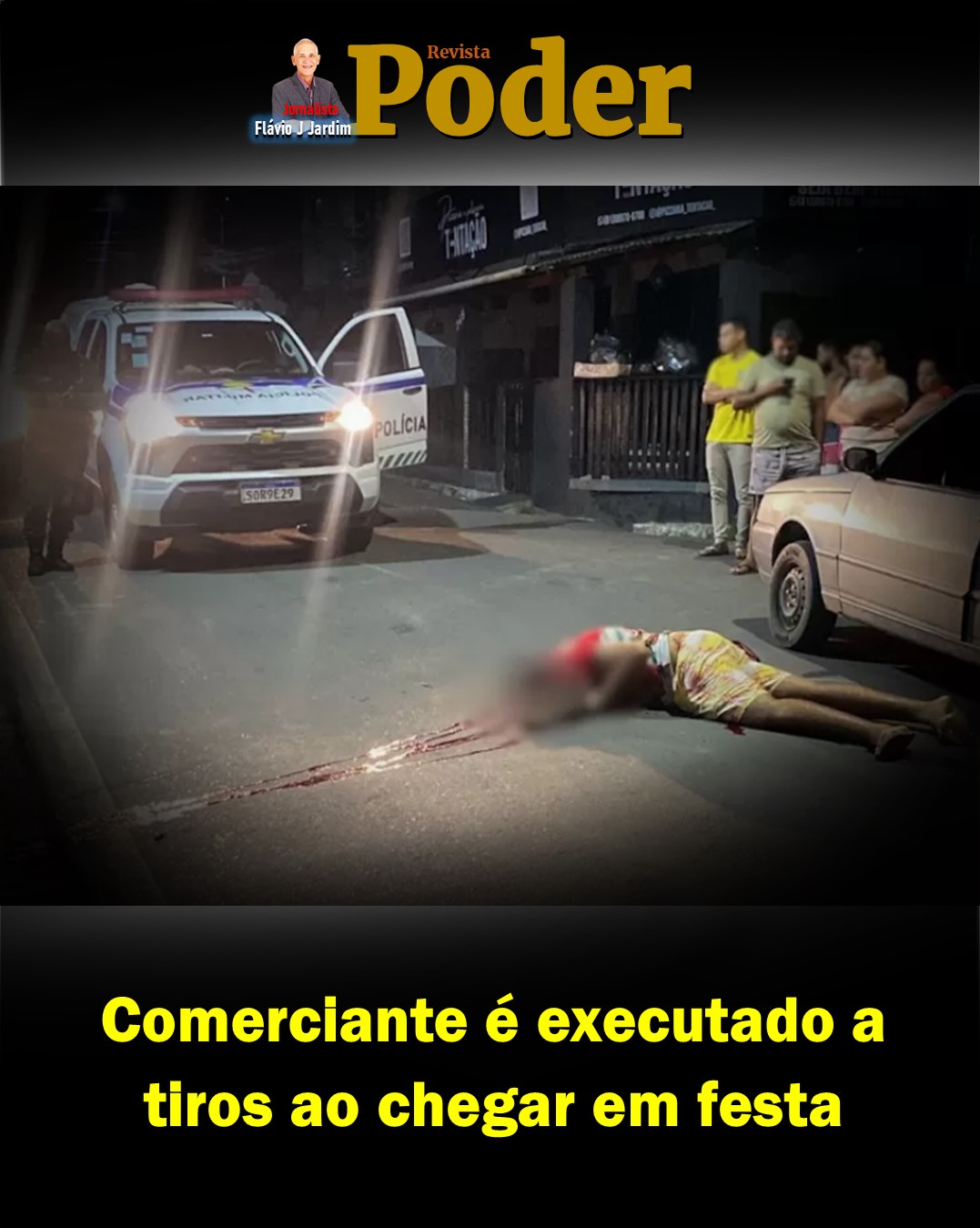 Comerciante é executado a tiros ao chegar em festa