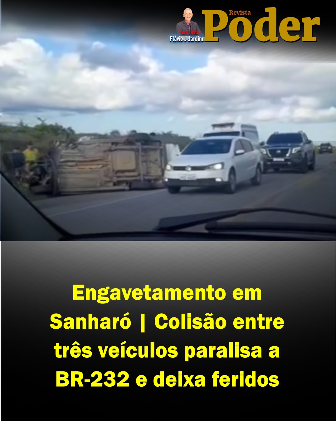 Engavetamento em Sanharó | Colisão entre três veículos paralisa a BR-232 e deixa feridos