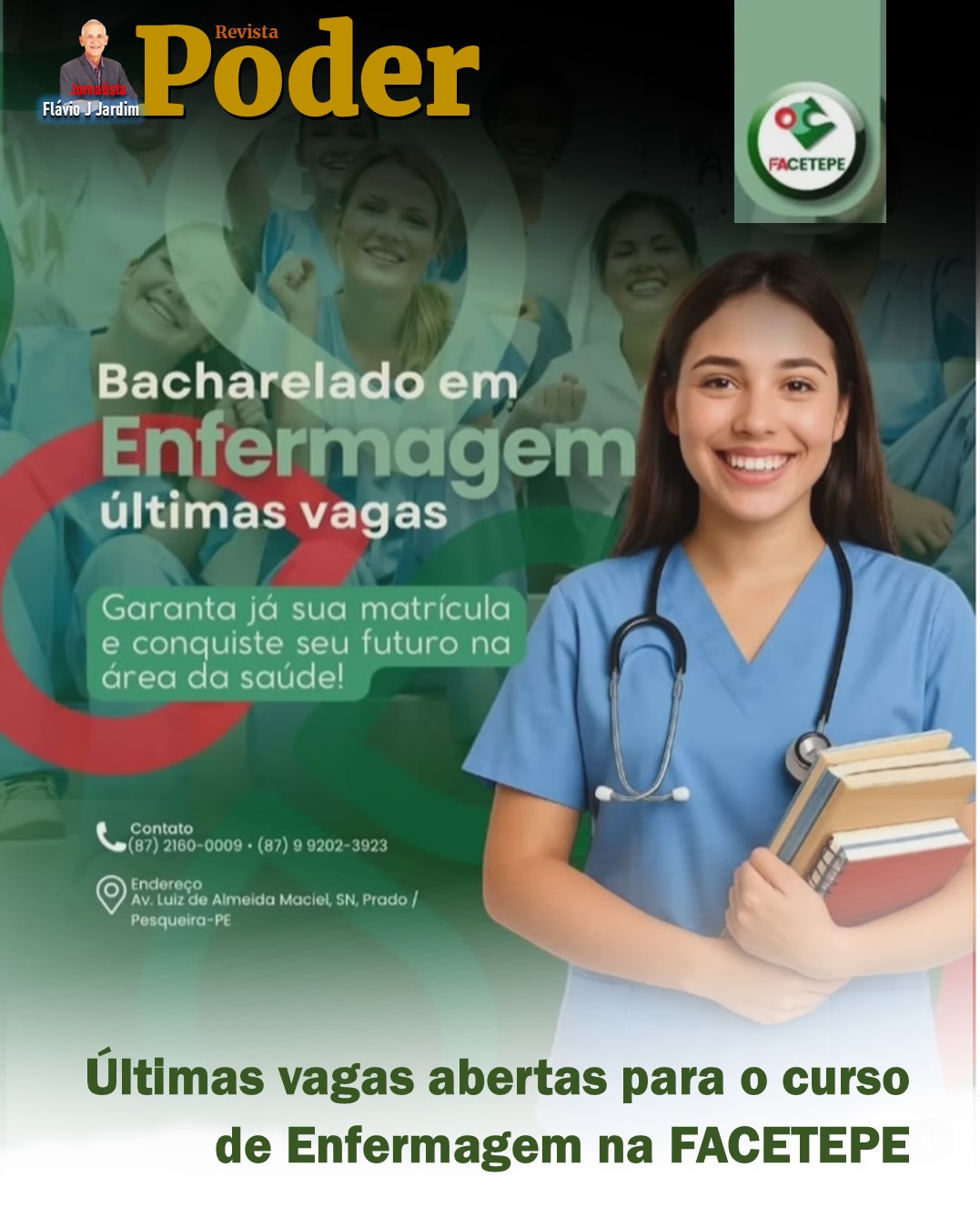 Últimas vagas abertas para o curso de Enfermagem na FACETEPE