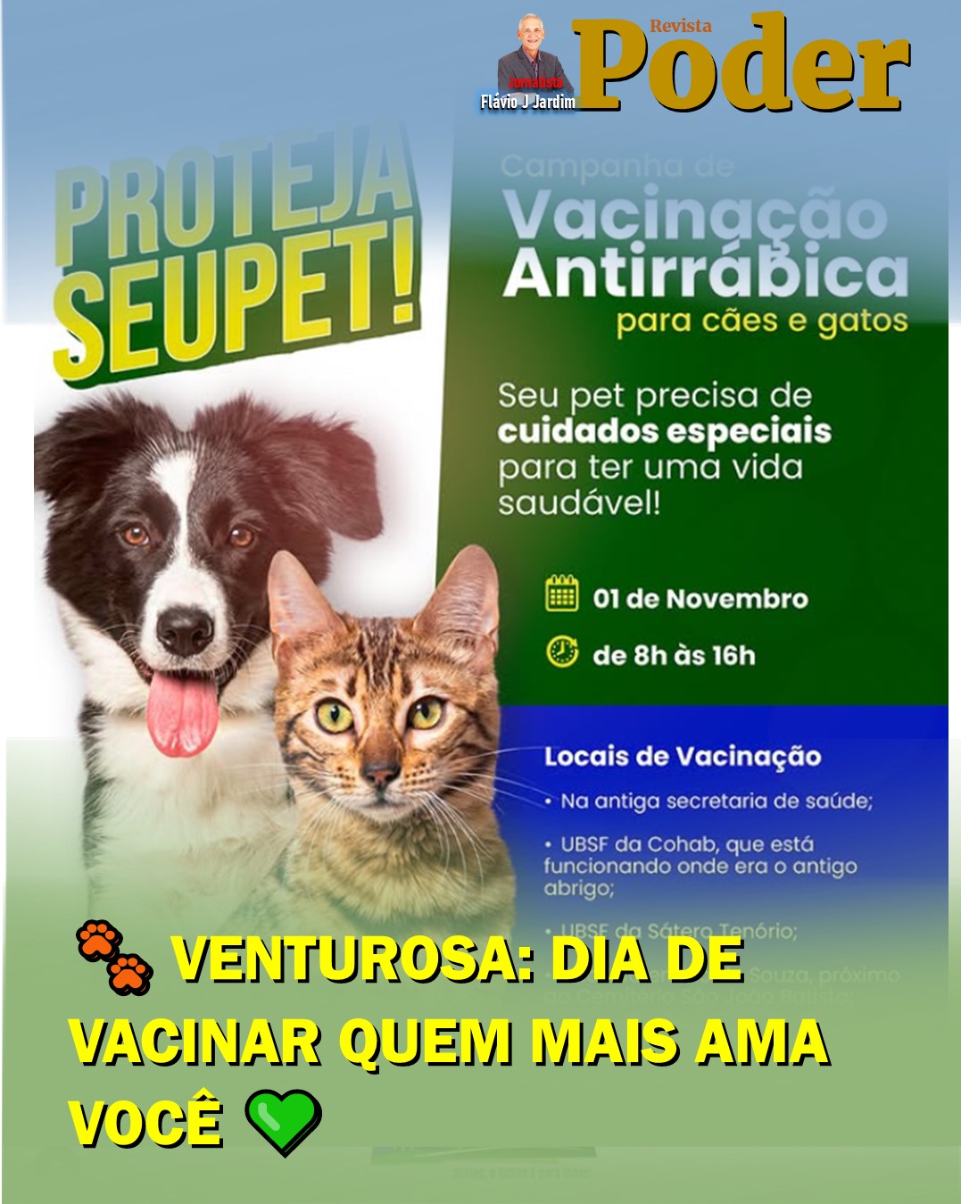 🐾 VENTUROSA: DIA DE VACINAR QUEM MAIS AMA VOCÊ 💚
