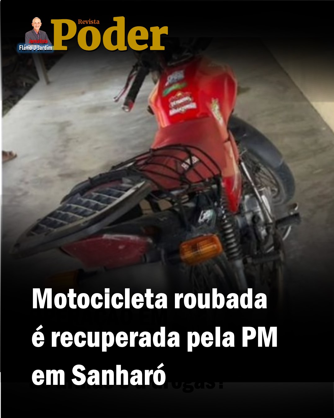 Motocicleta roubada é recuperada pela PM em Sanharó