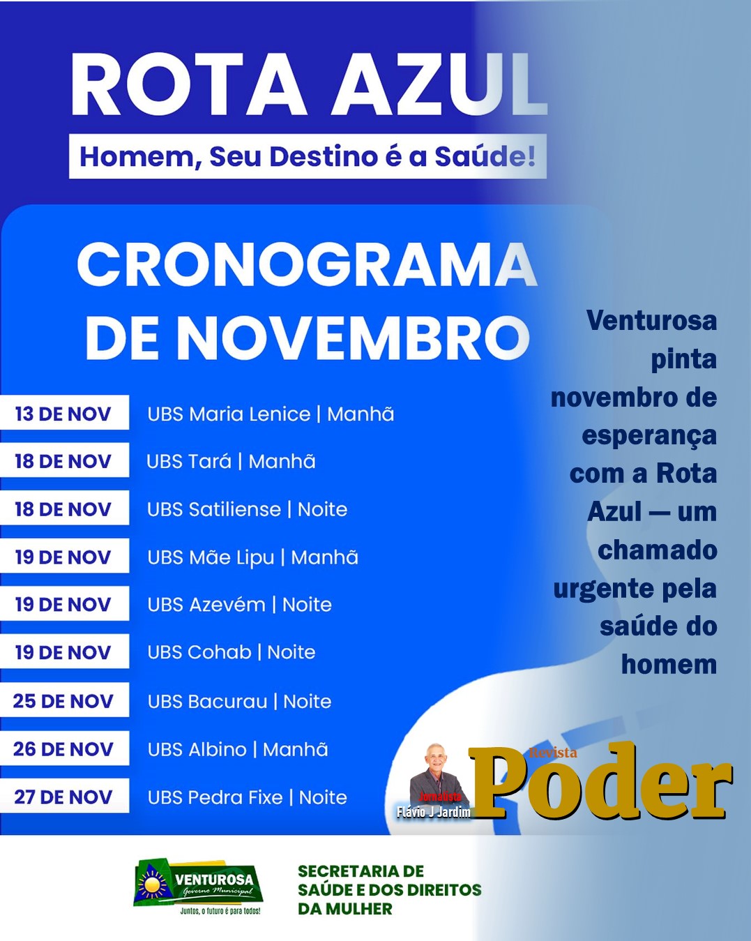 Venturosa pinta novembro de esperança com a Rota Azul — um chamado urgente pela saúde do homem