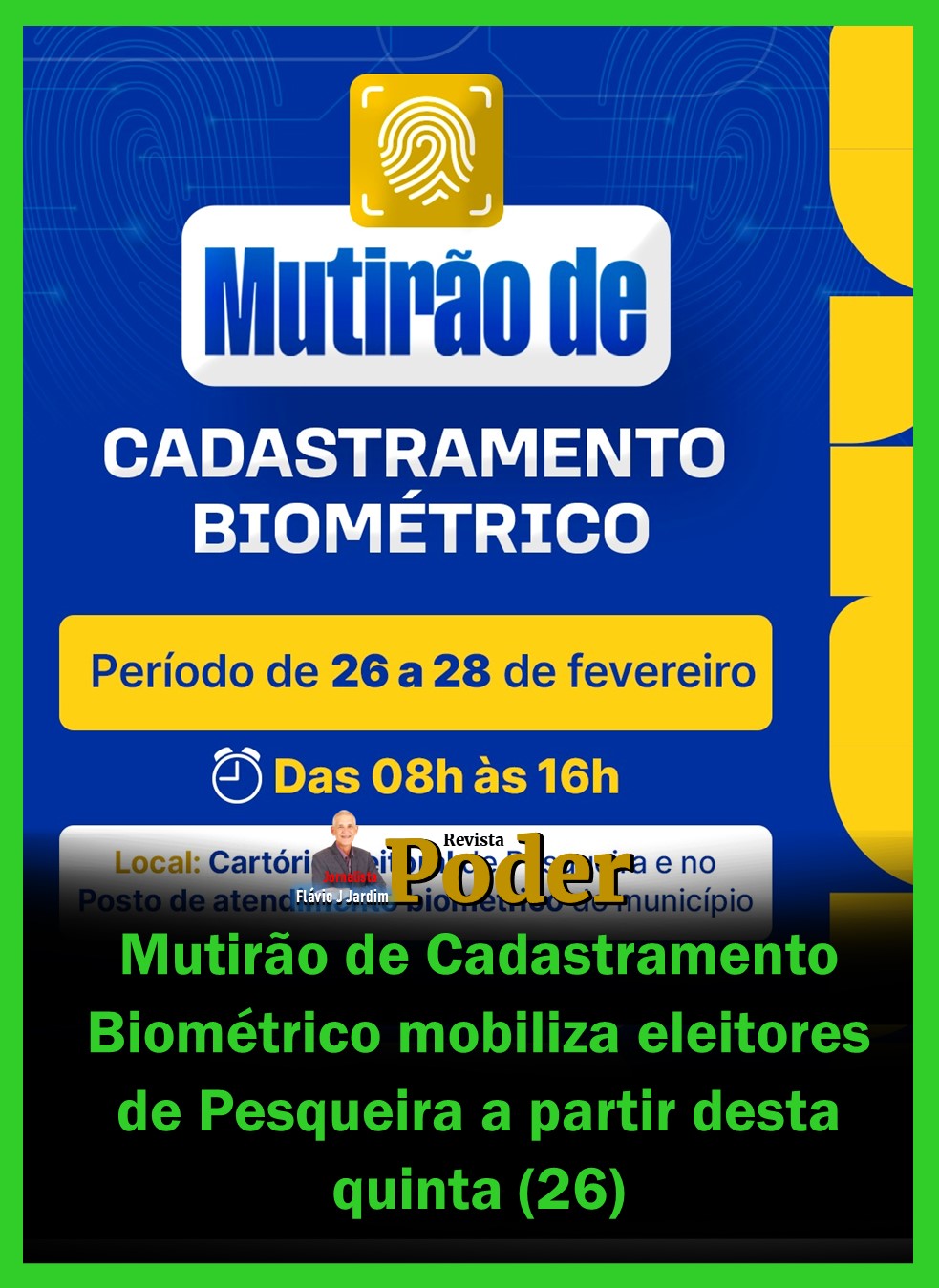 Mutirão de Cadastramento Biométrico mobiliza eleitores de Pesqueira a partir desta quinta (26)