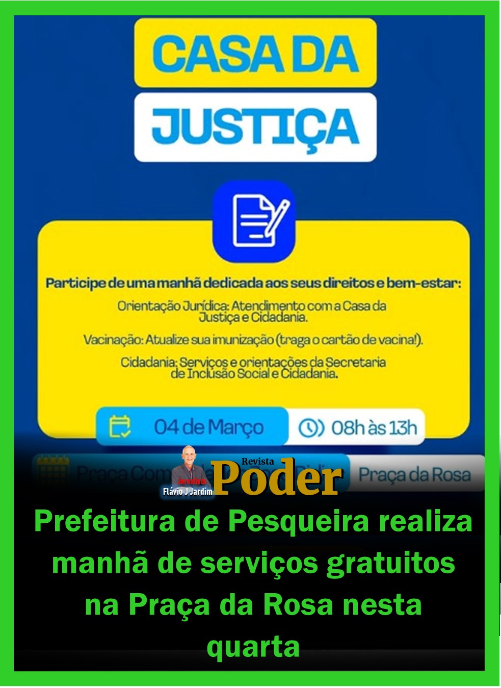 Prefeitura de Pesqueira realiza manhã de serviços gratuitos na Praça da Rosa nesta quarta