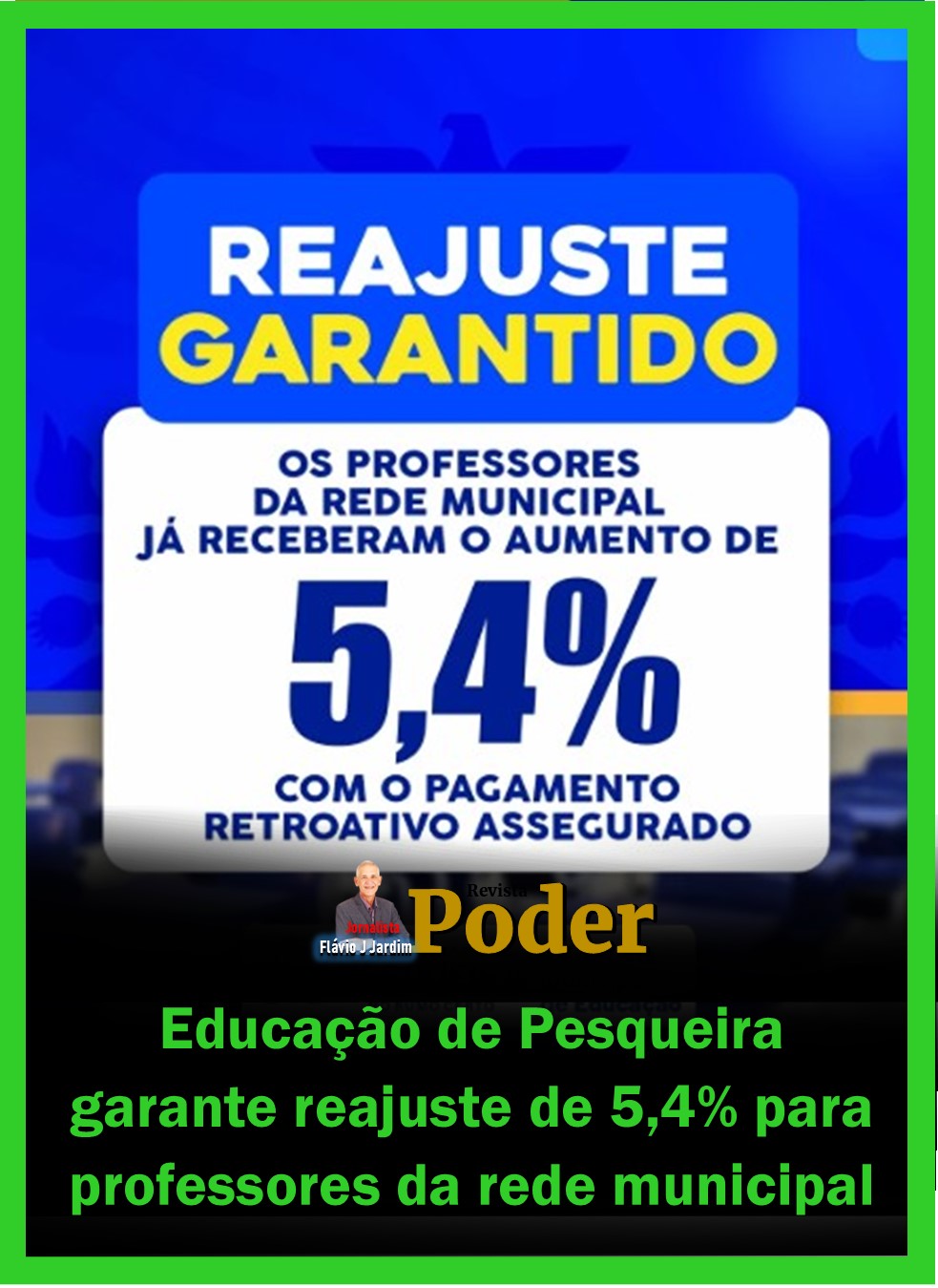 Educação de Pesqueira garante reajuste de 5,4% para professores da rede municipal