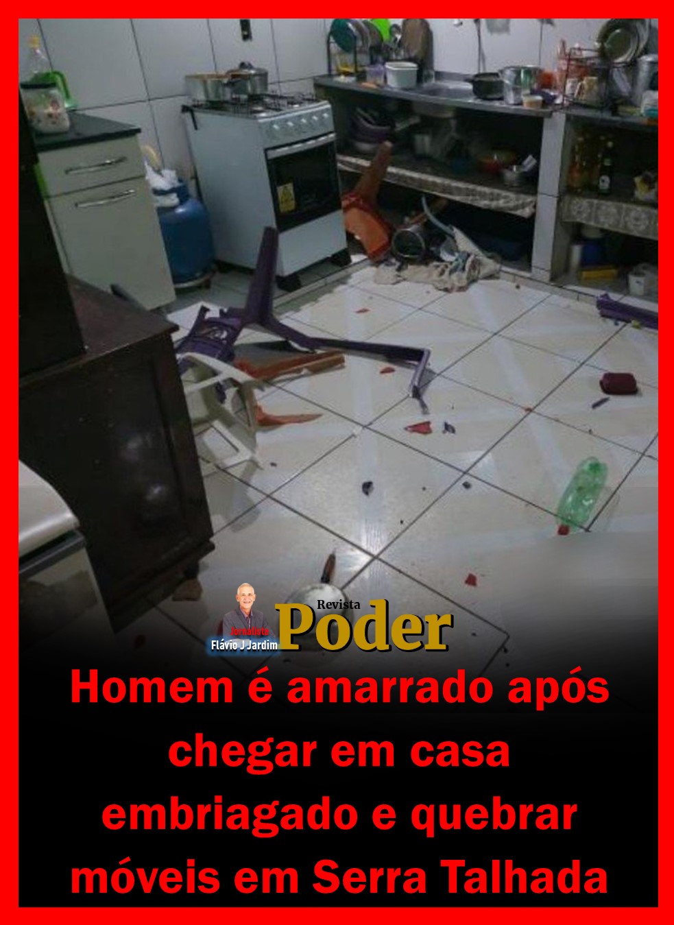 Homem é amarrado após chegar em casa embriagado e quebrar móveis em Serra Talhada