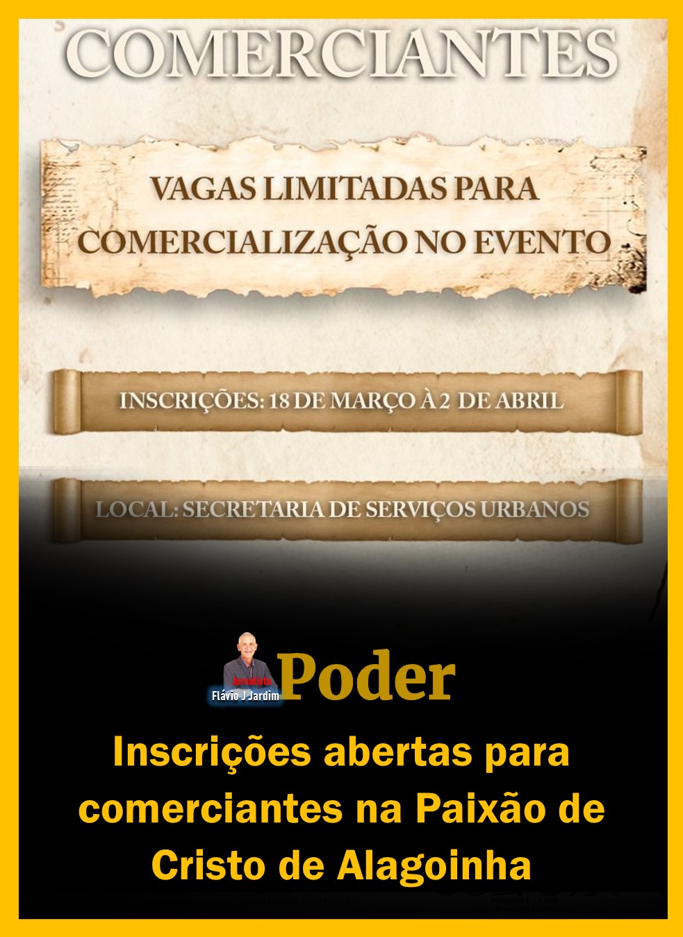 Inscrições abertas para comerciantes na Paixão de Cristo de Alagoinha