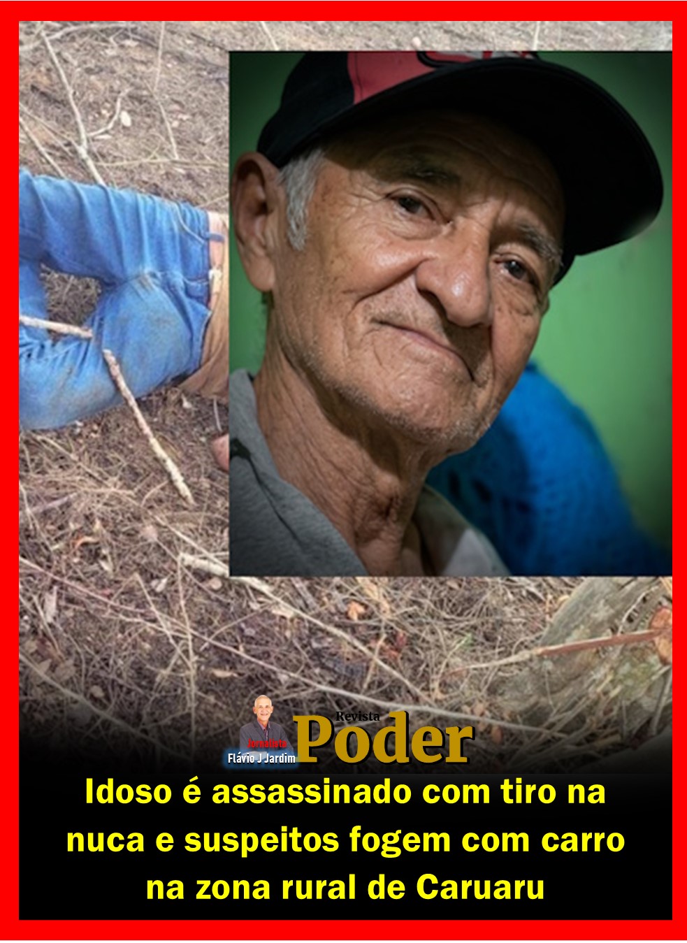 Idoso é assassinado com tiro na nuca e suspeitos fogem com carro na zona rural de Caruaru