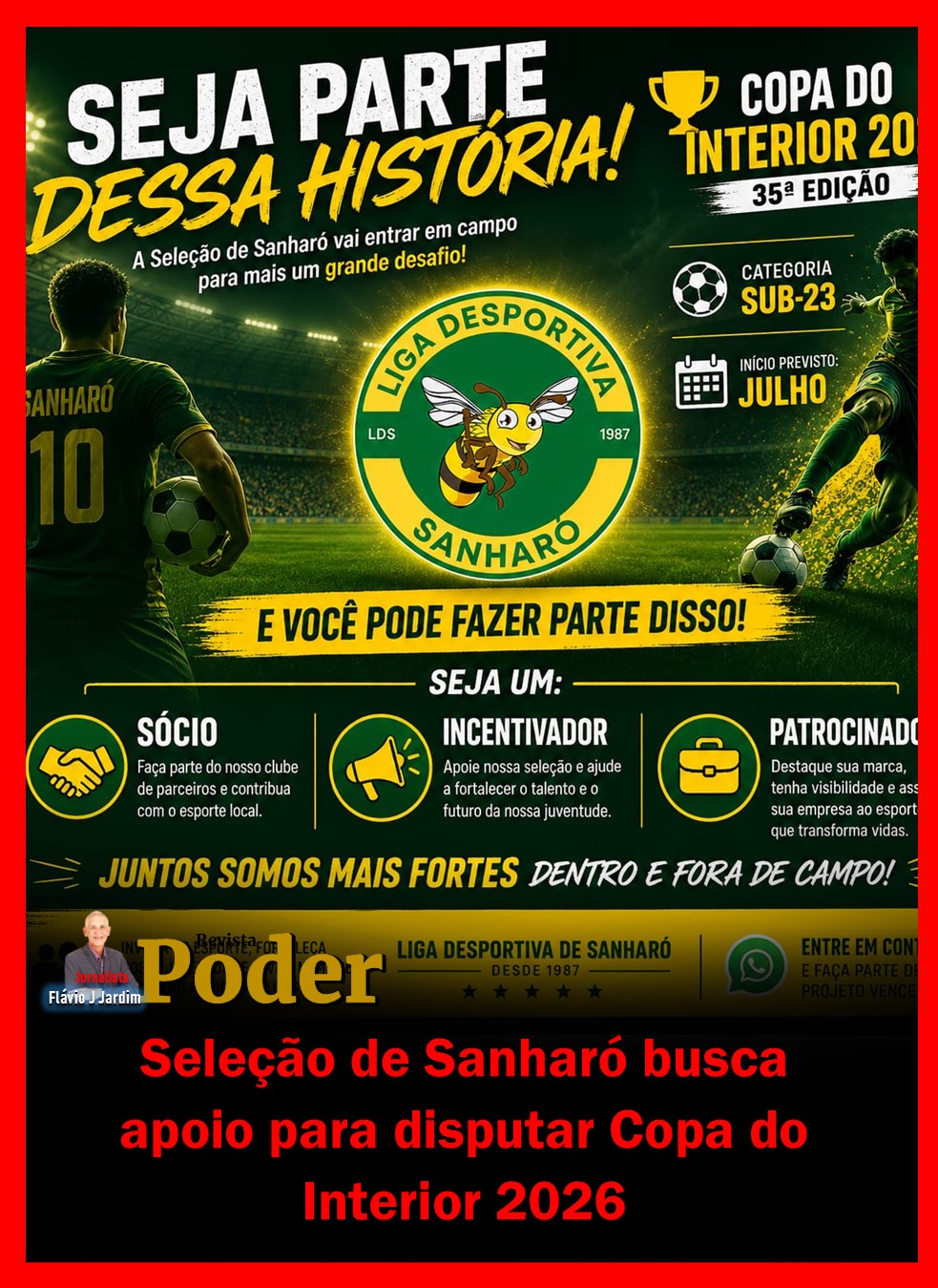 Seleção de Sanharó busca apoio para disputar Copa do Interior 2026