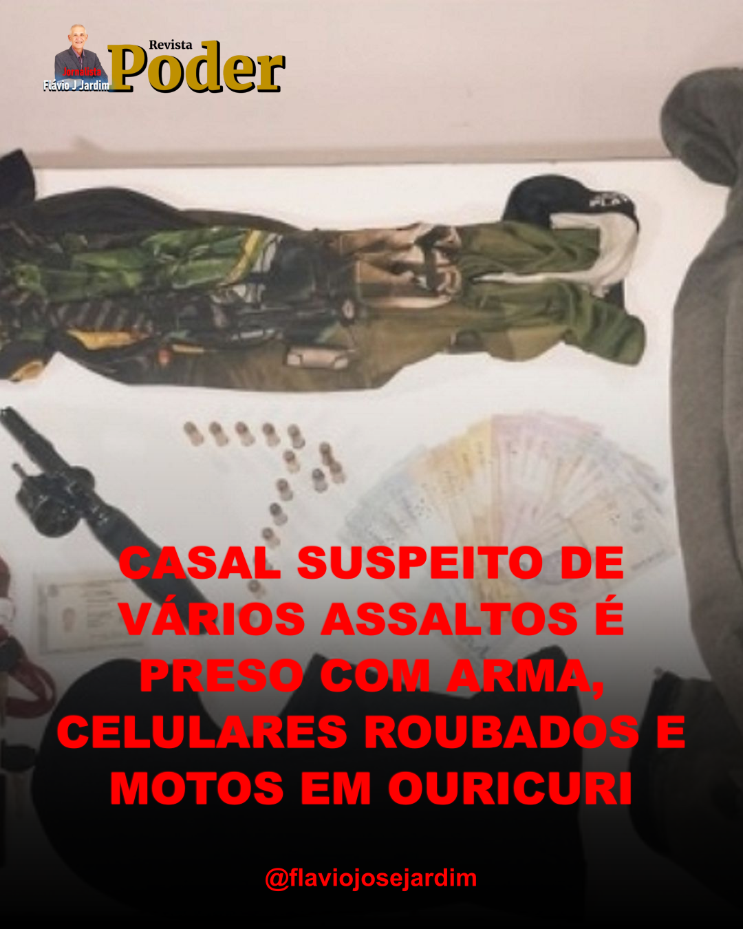 CASAL SUSPEITO DE VÁRIOS ASSALTOS É PRESO COM ARMA, CELULARES ROUBADOS E MOTOS EM OURICURI