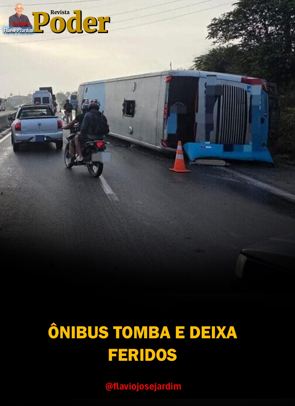 ÔNIBUS TOMBA E DEIXA FERIDOS
