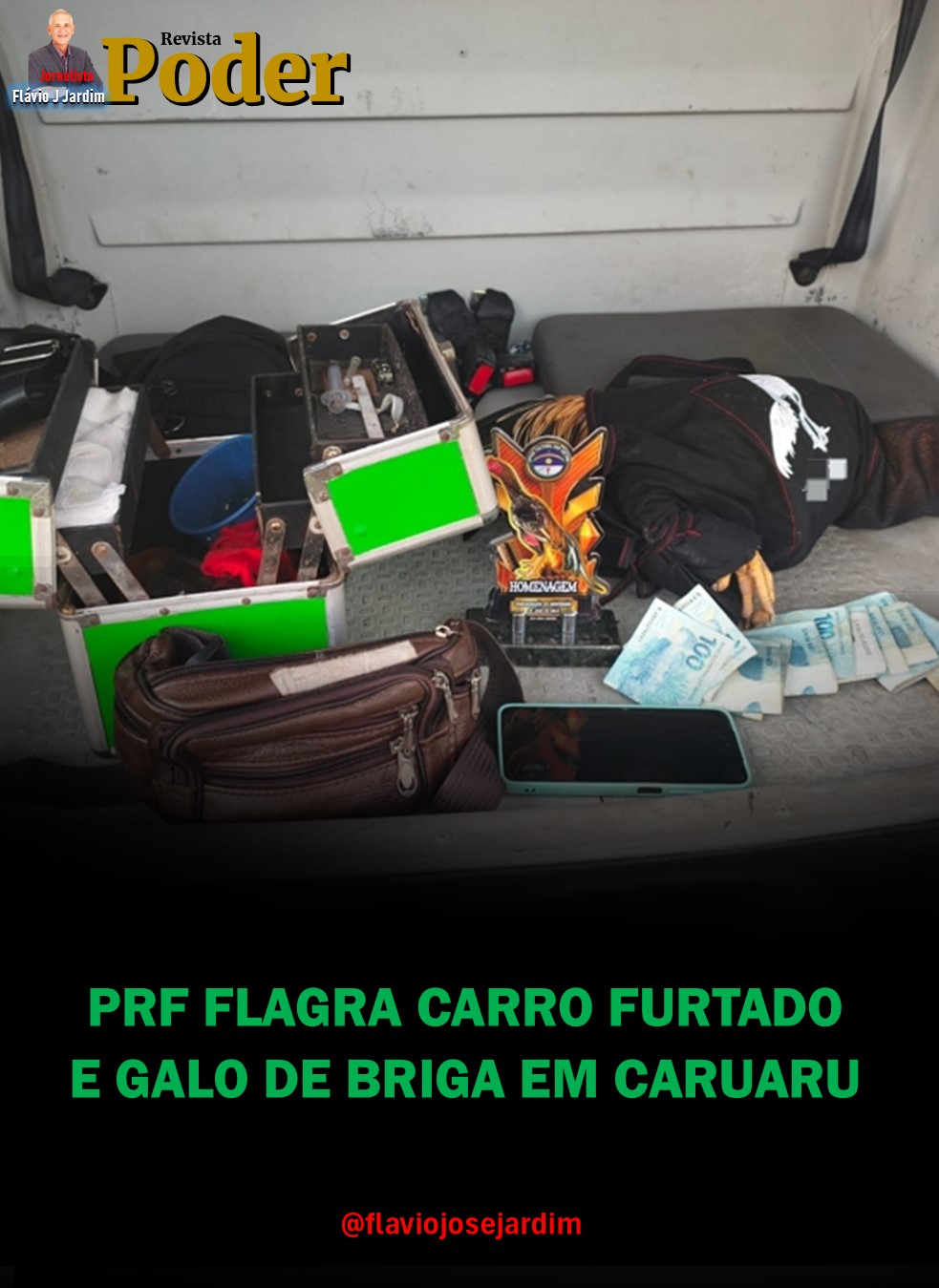 PRF FLAGRA CARRO FURTADO E GALO DE BRIGA EM CARUARU