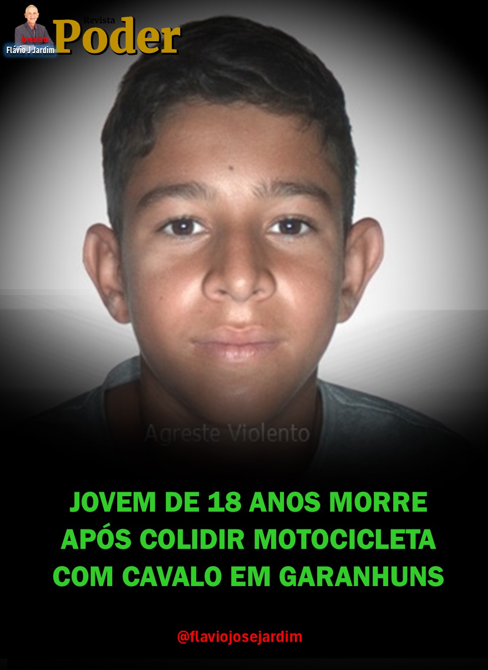JOVEM DE 18 ANOS MORRE APÓS COLIDIR MOTOCICLETA COM CAVALO EM GARANHUNS