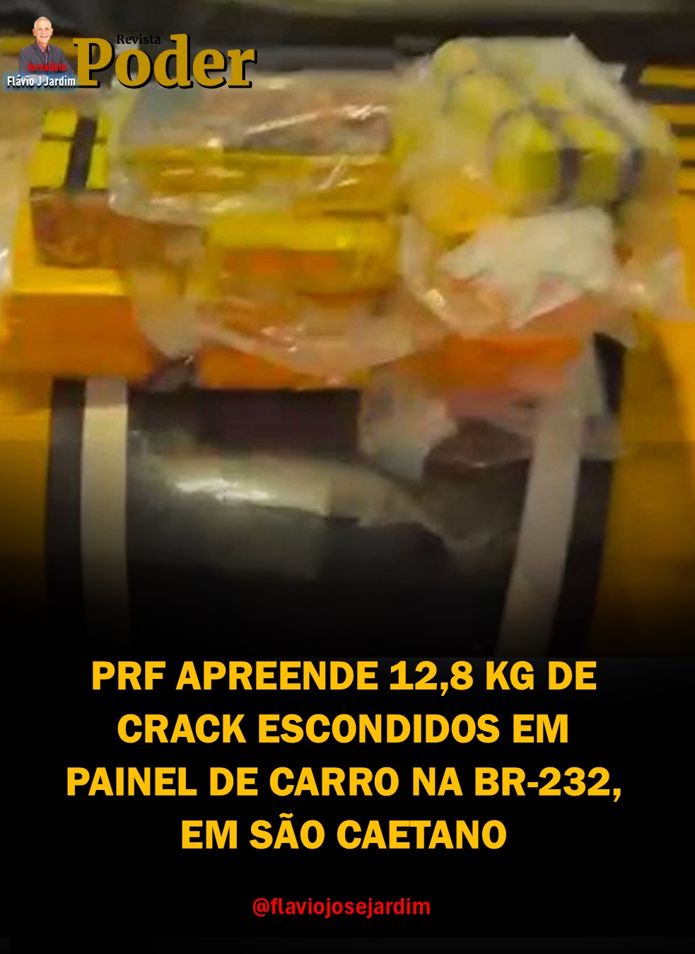 PRF APREENDE 12,8 KG DE CRACK ESCONDIDOS EM PAINEL DE CARRO NA BR-232, EM SÃO CAETANO
