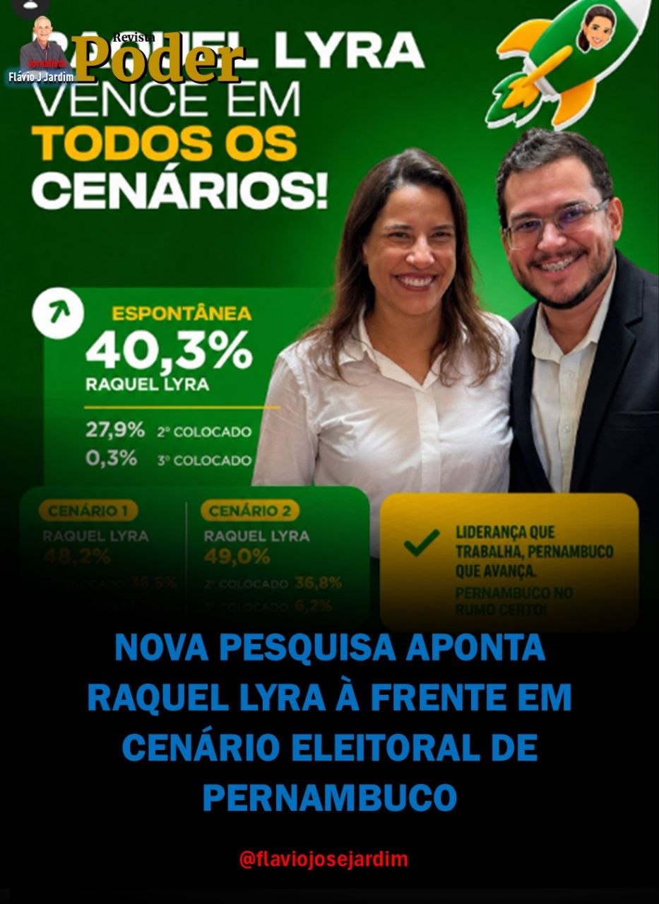 NOVA PESQUISA APONTA RAQUEL LYRA À FRENTE EM CENÁRIO ELEITORAL DE PERNAMBUCO