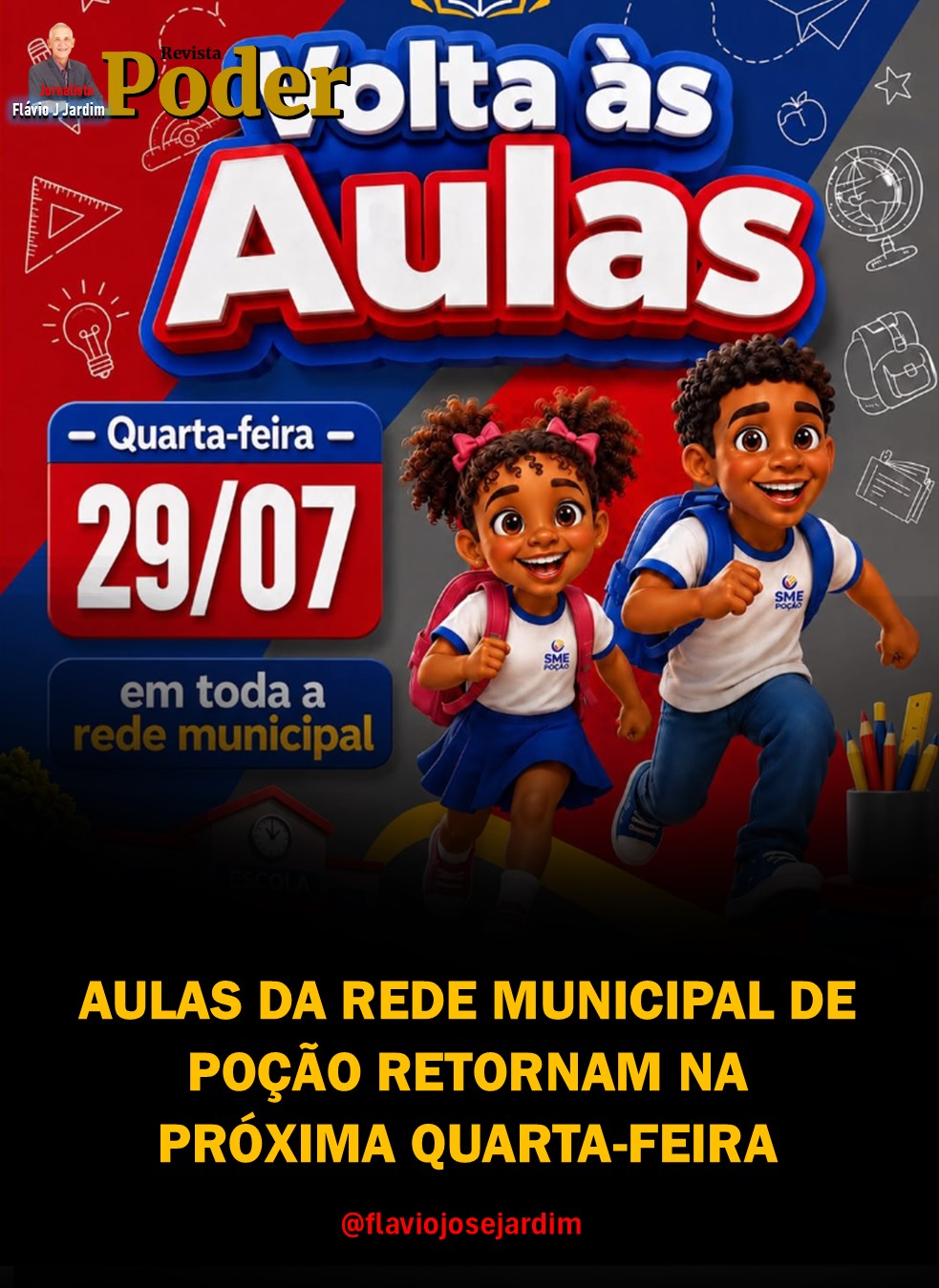 AULAS DA REDE MUNICIPAL DE POÇÃO RETORNAM NA PRÓXIMA QUARTA-FEIRA